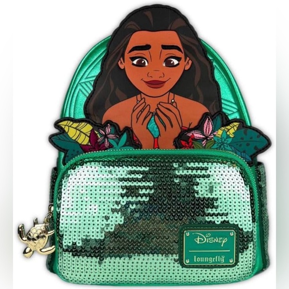 Loungefly Disney Moana Heart of Te Fiti backpack w/ sequins Glows in the dark - Picture 1 of 6